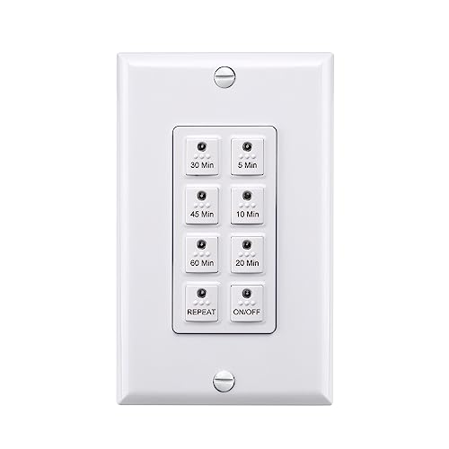 BN-LINK In-Wall Timer Switch for Bathroom Fan and Light, White