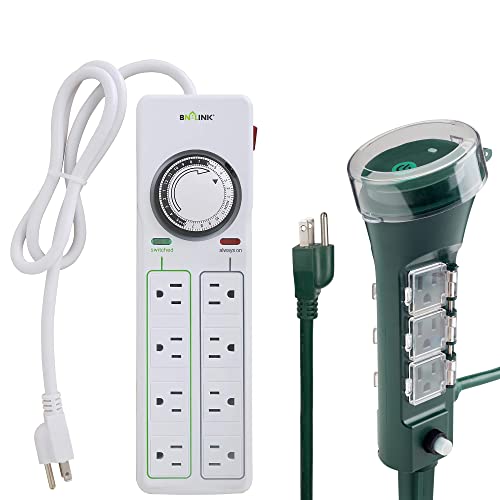 BN-LINK Surge Protector with Mechanical Timer and Outdoor Power Stake