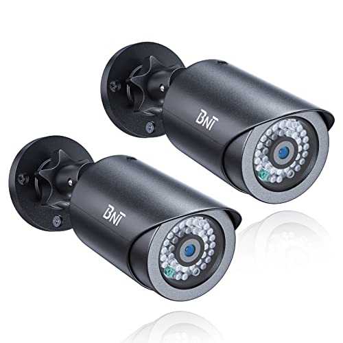 BNT Dummy Fake Security Camera, with One Red LED Light at Night, for Home and Businesses Security Indoor/Outdoor (2 Pack, White)