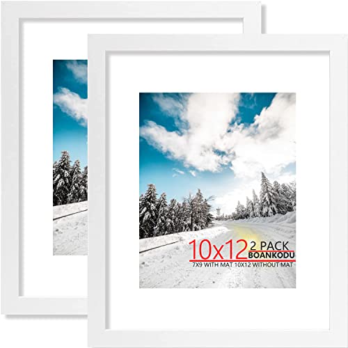 BOANKODU 10x12 Transparent Plastic Picture Frames, Set of 2, White