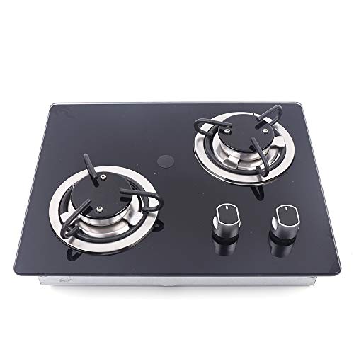 2 Burner RV Gas Cooktop with Tempered Glass Panel