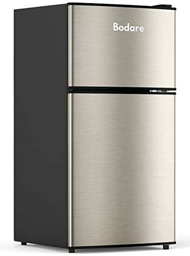 BANGSON Small Fridge with Freezer, 4.0 Cu.Ft, Samll Refrigerator with  Freezer, 5 Settings Temperature Adjustable, 2 Doors, Compact Fridge for