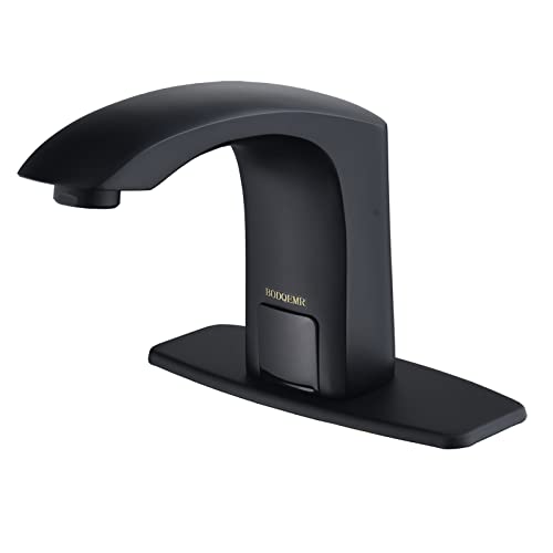 Touchless Black Bathroom Sink Faucet with Deck Plate