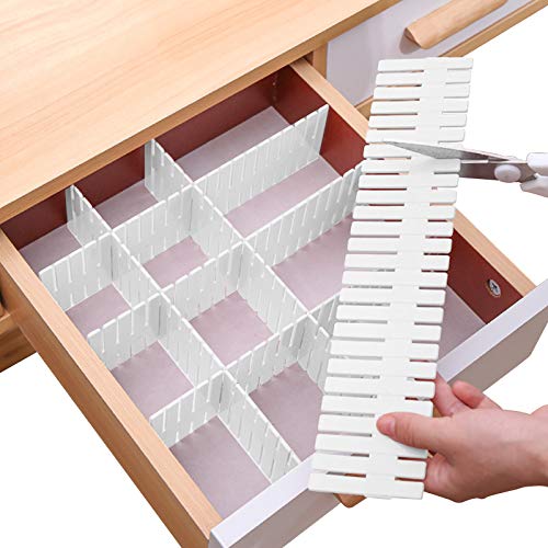 Adjustable Drawer Divider Organizer for Clutter Tidying (White 8pcs)