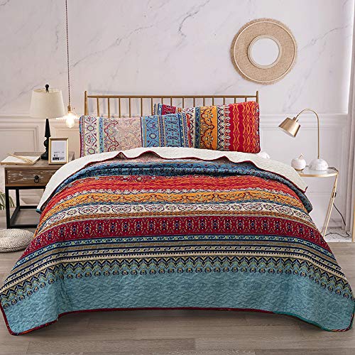 Bohemian Quilt Set King - Colorful Bedding Bedspread Coverlet Set