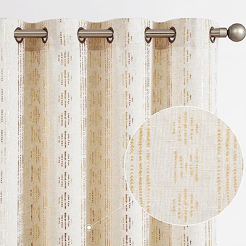 Boho Curtains for Living Room Gold Foil Print