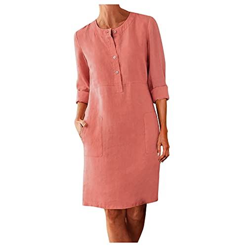 Boho Dress Plus Size Cotton Linen Mini Dress