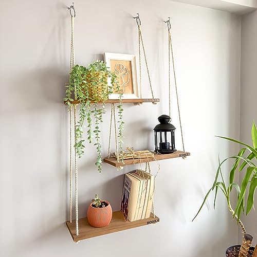 Boho Hanging Shelves for Wall