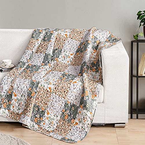 Boho Patchwork Pattern Quilted Throw Blanket