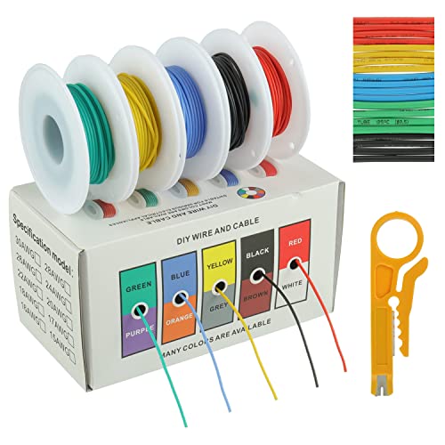 BOJACK 28 AWG Silicone Electric Wire Kit with Heat Shrink Tubing & Stripper