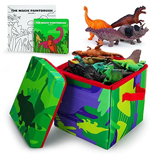 Dino Adventure Playset and Storage Box - Kids Mats for Toddlers