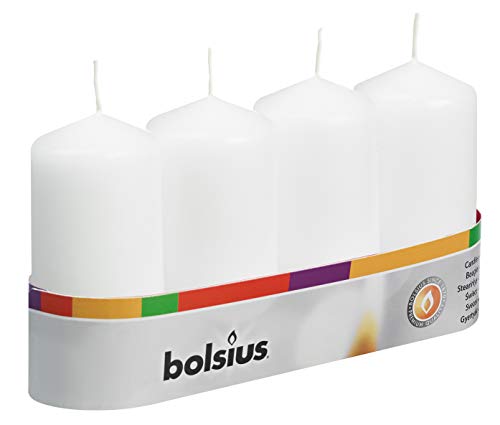 Bolsius Pillar Candles, White (Tray of 4)