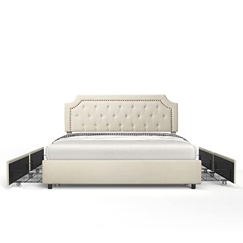 BONSOIR Queen Size Storage Bed Frame