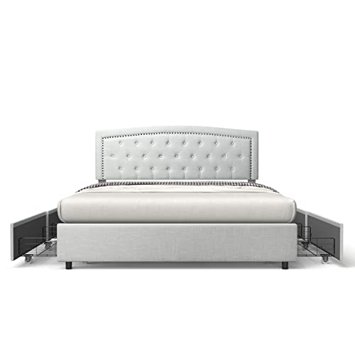 BONSOIR Upholstered Queen Size Storage Bed Frame