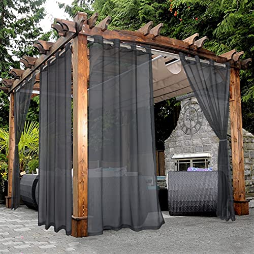 BONZER Outdoor Sheer Curtains for Patio - 2 Panels, Grey