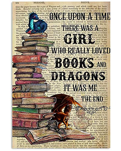 Books and Dragons Poster Tin Sign Iron Painting