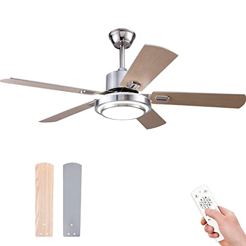 Boomjoy 52" Silver Ceiling Fan with LED Bright Light and Remote Control