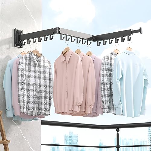 Retractable Wall-Mounted Clothes Drying Rack - Dark Grey
