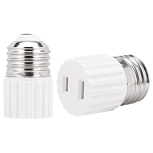 Borju Light Socket to Outlet Adapter (2-Pack), White