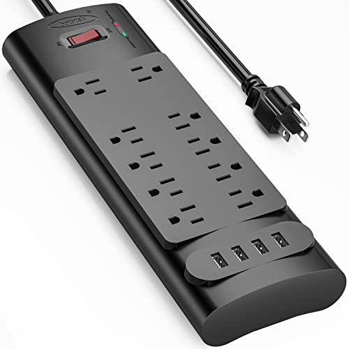 Bototek Surge Protector Power Strip with 10 AC Outlets and 4 USB Ports