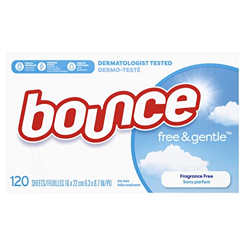 Bounce Fabric Softener Dryer Sheets, Free & Gentle, 120 Count