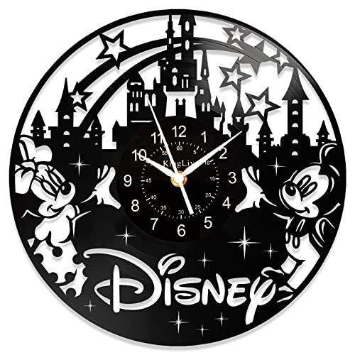 BOVIZIPY Cartoon Mick Mouse Clock 12 Inch Anime Design Vinyl Record Wall Clocks, Vintage Cute Minni Mouse Movie Home Decor, Creative Gift for Micky Fans
