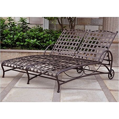 Bowery Hill Double Patio Chaise Lounge in Wrought Iron
