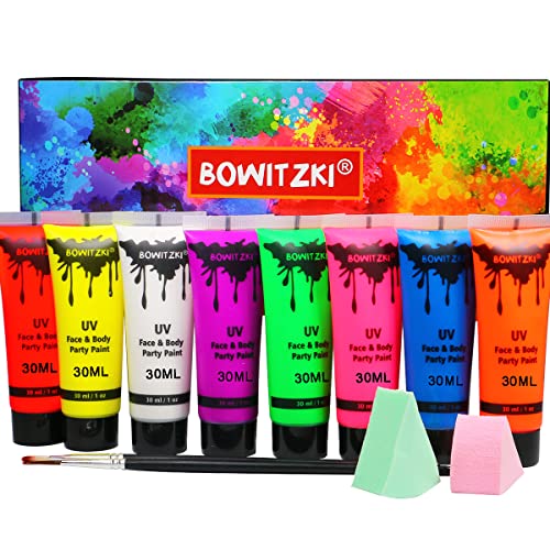 Bowitzki UV Neon Face and Body Paint 8 x 30ml Liquid Large Kit