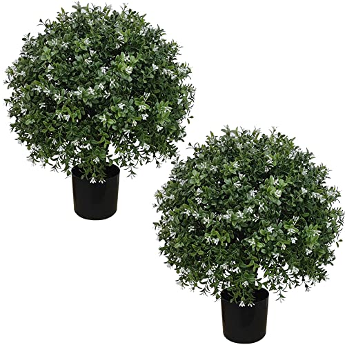 Boxwood Ball Shaped Artificial Topiary Potted Plant - Set of 2