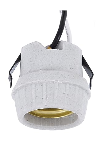 B&P Lamp® Medium Base, U-Clip Snap-in Porcelain Keyless Fixture Socket with 8.5" Wire Leads