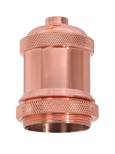 B&P Lamp® Polished Copper Finish Aluminum Lamp Socket Cover Shade Holder and Ring for Medium Base E26 Sockets