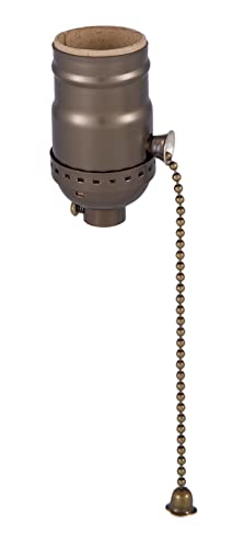 B&P Lamp® Pull Chain (On-Off) Med. Base Lamp Socket with Antique Brass Finish