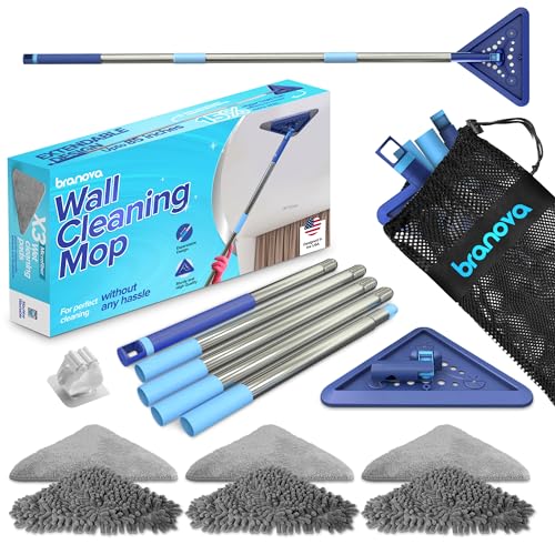  Wall Cleaner, Max 66'' Wall Mop with Long Handle, Ceiling Dust  Mop with 15° Labor-Saving Elbow Extension Pole, Baseboard Duster Washer  Scrubber, High Reach Window Cleaning Brush, Roof Cleaning Tool-BU 