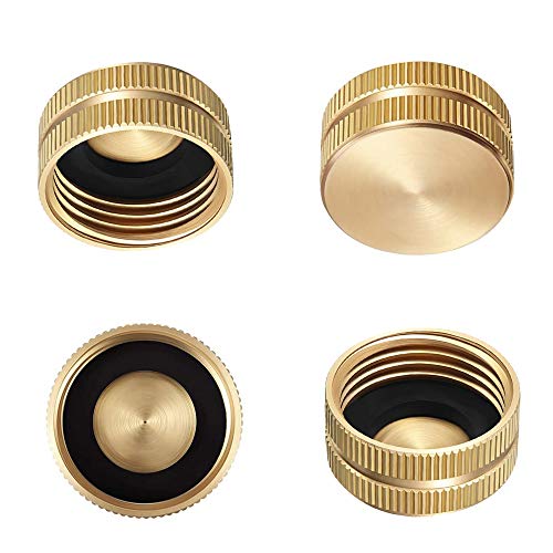 Brass Outdoor Faucet Caps with Washers - 4 Pack