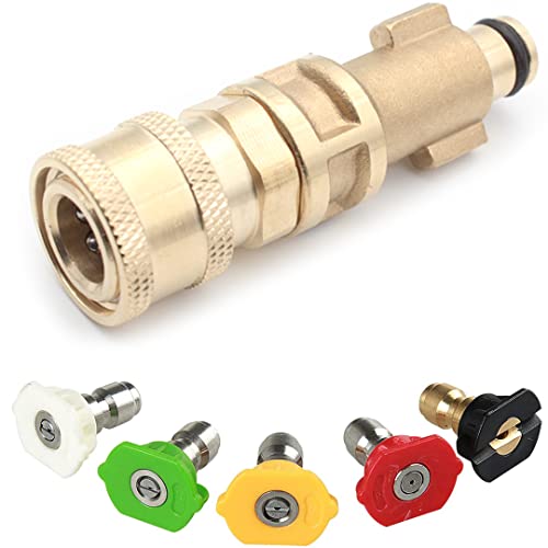 Brass Pressure Washer Gun Adapter with 5 Nozzle Tips