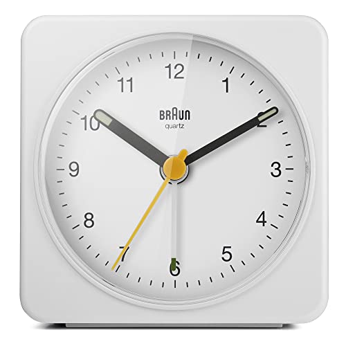 Braun White Analogue Alarm Clock with Quiet Quartz Movement