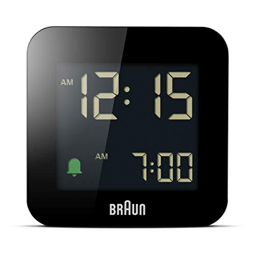 Braun Compact Digital Travel Alarm Clock in Black