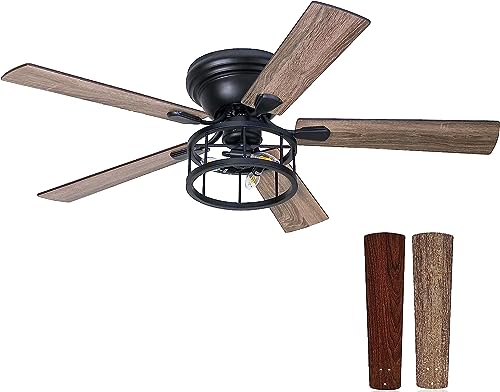 Flush Mount Outdoor Ceiling Fan With Light And Remote | Shelly Lighting
