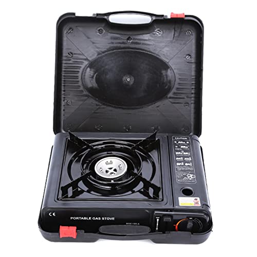 Breninabc Camping Stove, Compact Butane Cooktop with Carrying Case, Single Burner Auto Ignition Cooking Gas Grill