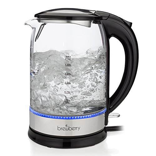 Brewberry Cordless Electric Glass Kettle 1.7l