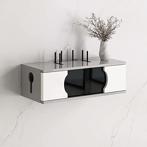 Gray Wall-Mounted Floating TV Console & Router Shelf