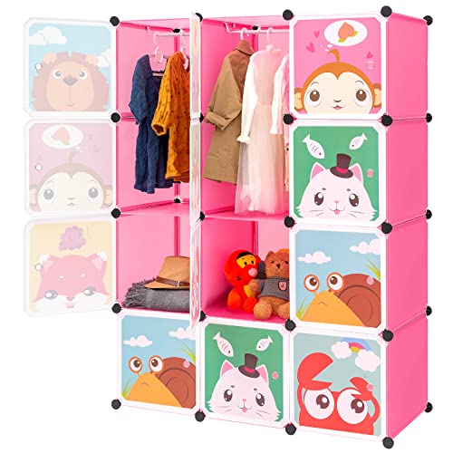 BRIAN & DANY Kid Clothes Storage Organizer, Portable Child Wardrobe - Pink