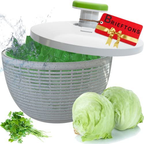 Brieftons 6.2-Quart Salad Spinner: Vegetable Washer Dryer with Bowl