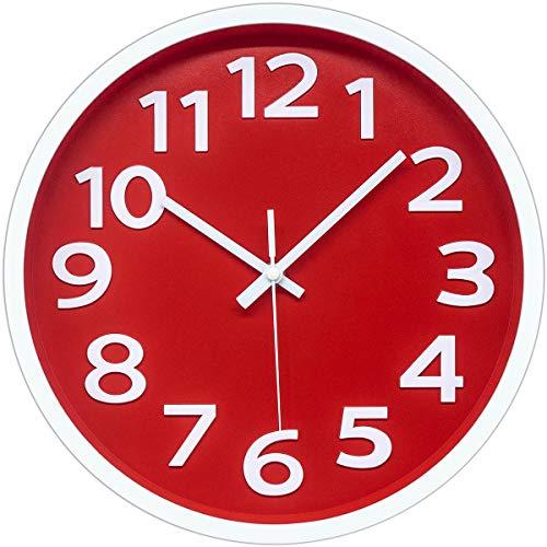Bright Red 12 Inch Wall Clock
