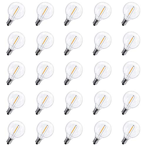 Brightown 25-Count G40 LED Solar String Light Bulbs, 1W, Warm White