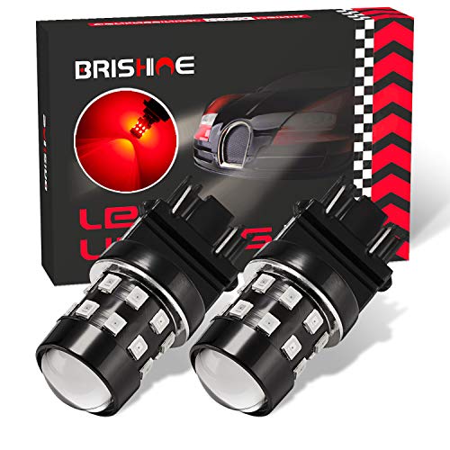BRISHINE 3157K T25 3457 Red LED Bulbs 24-SMD Non-polarity 9-30V (2 Pack)