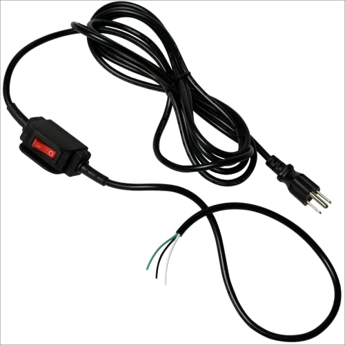 BRITEK 11ft Black Power Cord with On/Off Switch - 18 AWG Replacement Cable