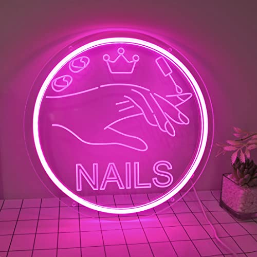 Neon Pink Nails Spa LED Wall Art Decor for Business