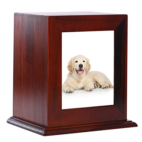 BRKURLEG Dog Urns for Ashes, Wood Pet Urn with Photo Frame, Urn for Dogs Ashes, Pets Ashes Box Cremation for Cats Dogs, Dog Ashes Keepsake Box, Memorial Box for Dog Ashes, Animal Urns for Ashes
