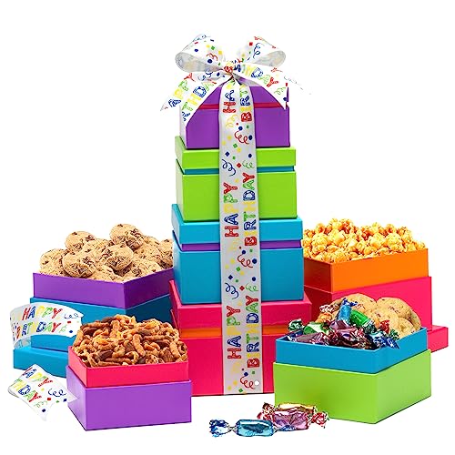 Deluxe Gourmet Chocolate Gift Tower for Birthdays - Sweet & Savory Party Treats